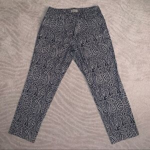 Loft Abstract Navy and White Curvy Pants